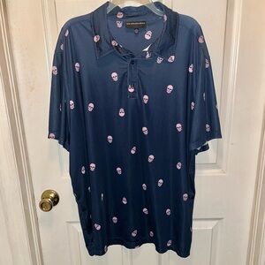 NO BOUNDARIES Men’s Short Sleeve Skulls Polo Golf Shirt. Sz 2XL.